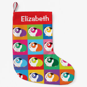 Calcetín Navideño Pequeño Cerdos de arte pop de Guinea