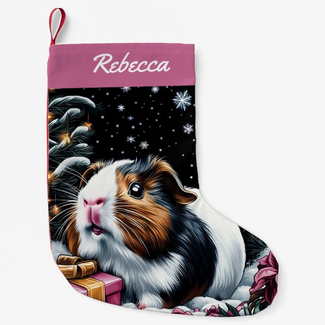 Calcetín Navideño Pequeño Cerdos de Guinea (Anverso)