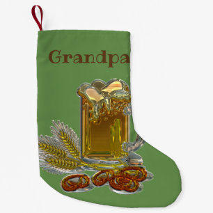 Calcetín Navideño Pequeño Cerveza y Pretzels Personalizados