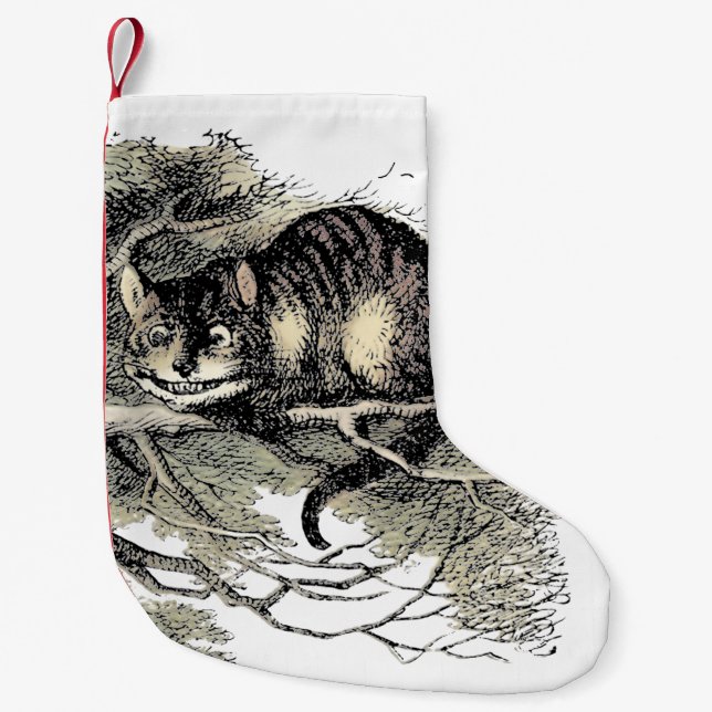 Calcetín Navideño Pequeño Cheshire Cat Alice Wonderland Classic (Anverso)