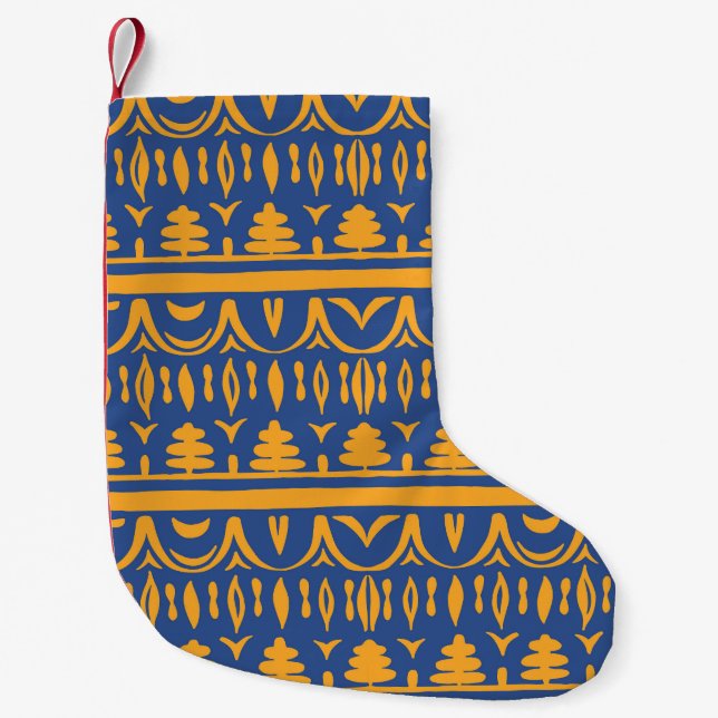 Calcetín Navideño Pequeño Chevron africano: patrón étnico tribal (Anverso)