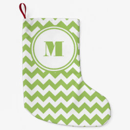 Calcetín Navideño Pequeño Chevron blanco trenzado monogramado Lime Green