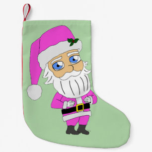 Calcetín Navideño Pequeño Chibi Santa traje rosa