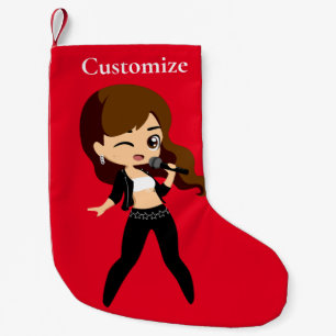 Calcetín Navideño Pequeño Chica de Guay canta Karaoke Thunder_Cove