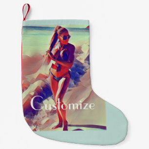 Calcetín Navideño Pequeño Chica de playa Thunder_Cove