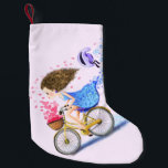 Calcetín Navideño Pequeño Chica En Bicicletas Navidades Sostienen Amor Román<br><div class="desc">Feliz Chica en bicicleta - Dibujo divertido de corazones románticos de amor y flores - Elegir / Añadir su texto y colores únicos - Hacer su regalo especial - Redimensionar y mover o eliminar y agregar elementos / texto con herramienta de personalización ! - Dibujo y diseño por MIGNED. También...</div>