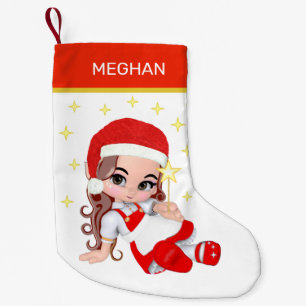 Calcetín Navideño Pequeño Chica hada Carol & estrellas