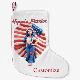 Calcetín Navideño Pequeño Chica hippie patriótico Thunder_Cove