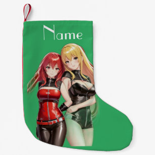 Calcetín Navideño Pequeño Chicas Cuadros Anime Thunder_Cove
