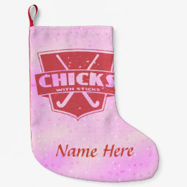 Calcetín Navideño Pequeño Chicas de hockey con Navidades de garrapatas que s