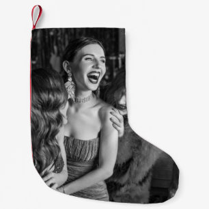 Calcetín Navideño Pequeño Chicas risibles: elegante foto en blanco y negro