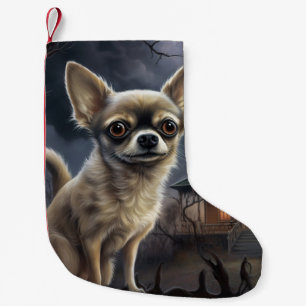 Calcetín Navideño Pequeño chihuahua Halloween Scary