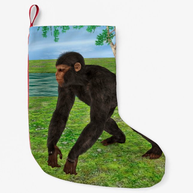 Calcetín Navideño Pequeño Chimpancé (Anverso)