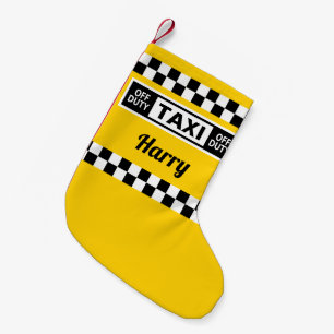 Calcetín Navideño Pequeño Chofer De Taxi Amarillo De Nueva York Sin Servicio