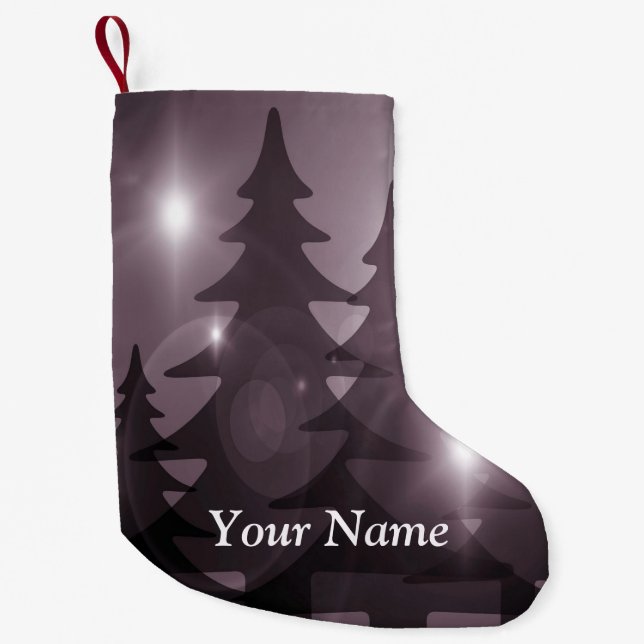 Calcetín Navideño Pequeño Christmas Party Pink Trees Holiday Winter Elegant (Anverso)