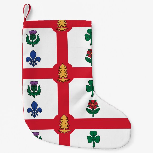 Calcetín Navideño Pequeño Christmas Stockings with Flag of Montreal (Anverso)