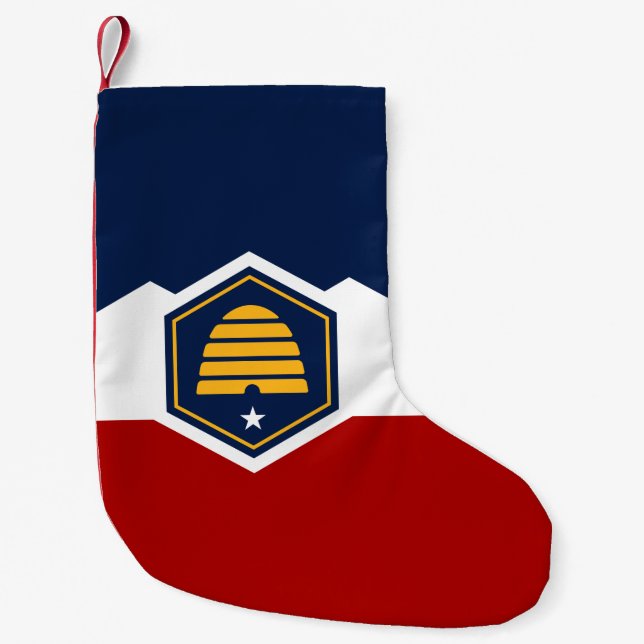 Calcetín Navideño Pequeño Christmas Stockings with Flag of Utah, USA (Anverso)