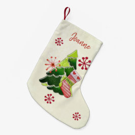 Calcetín Navideño Pequeño Christmas Tree and Stocking Whimsey