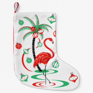 Calcetín Navideño Pequeño Chucherías rojas del flamenco del navidad que