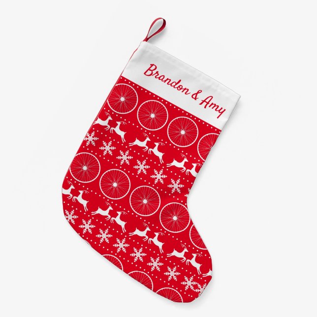 Calcetín Navideño Pequeño Ciclismo Ruedas para bicicletas Navidades feos Dis (Frente (Colgado))