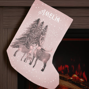 Calcetín Navideño Pequeño Ciervo de Navidad Personalizado