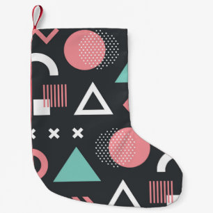 Calcetín Navideño Pequeño Cifras geométricas vintage: diseño sin fisuras.