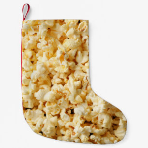 Calcetín Navideño Pequeño Cinema Popcorn De Fondo Completo.