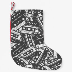 Calcetín Navideño Pequeño Cinta Cassette: Patrón de cosecha monocromo
