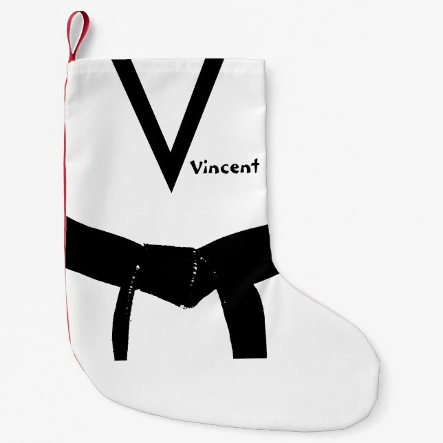 Calcetín Navideño Pequeño Cinturón negro de artes marciales (Anverso)