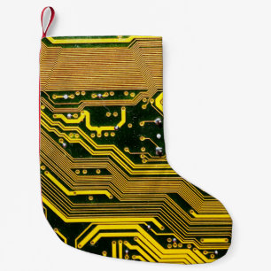 Calcetín Navideño Pequeño circuito informático de telecomunicaciones, abstra