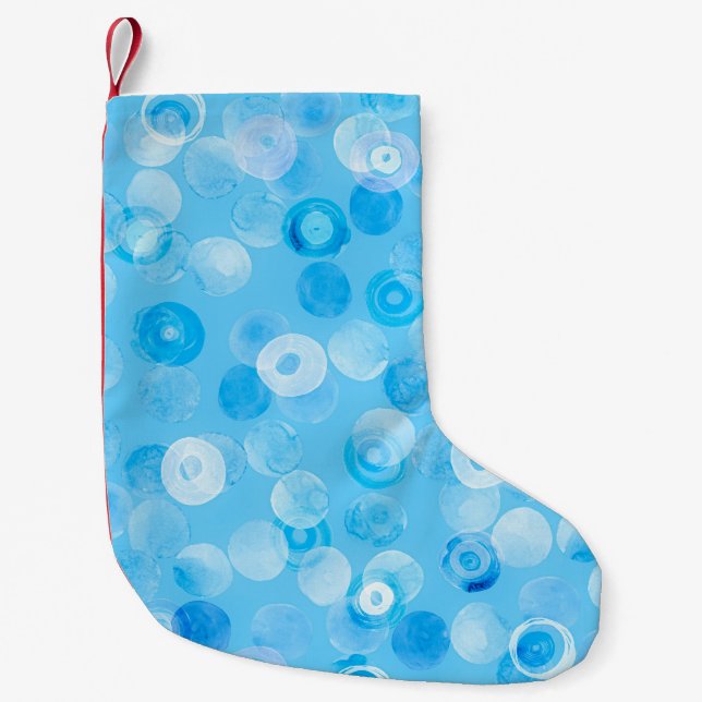 Calcetín Navideño Pequeño Círculos de invierno: Resumen de puntos de polka. (Anverso)