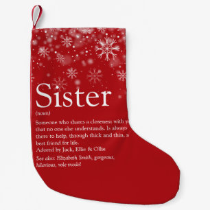 Calcetín Navideño Pequeño Cita de definición de hermana personalizada Vacaci