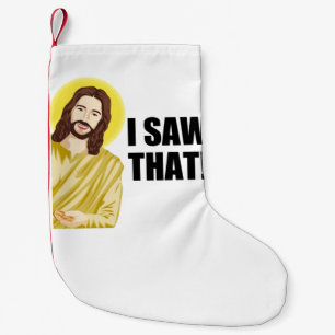 Calcetín Navideño Pequeño Cita Divertida Jesús Meme Vi Eso Cristiano Pequeño