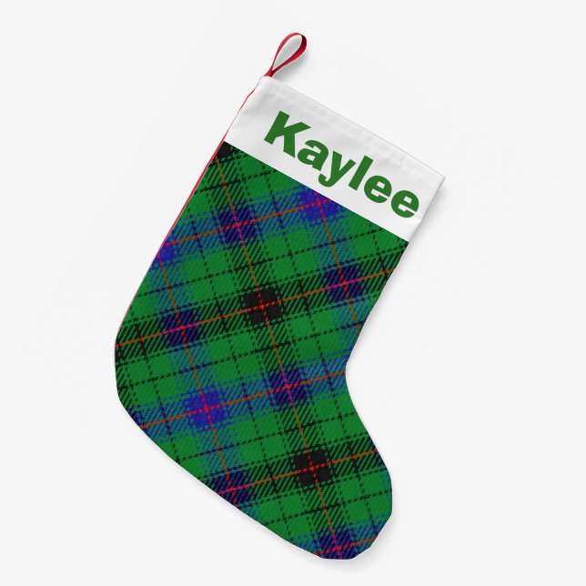 Calcetín Navideño Pequeño Clan Davidson Tartan (Frente (Colgado))