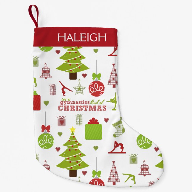 Calcetín Navideño Pequeño Clase de la gimnasia de navidad con el monograma (Anverso)