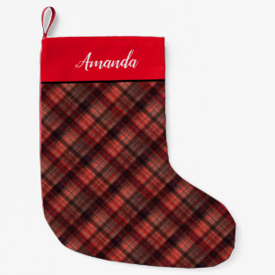 Calcetín Navideño Pequeño Clásico rojizo escocés escocés de plaid