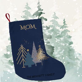 Calcetín Navideño Pequeño Classic Luxury Faux Gold Christmas Tree Named