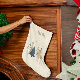 Calcetín Navideño Pequeño Classic Luxury Faux Gold Christmas Tree Named