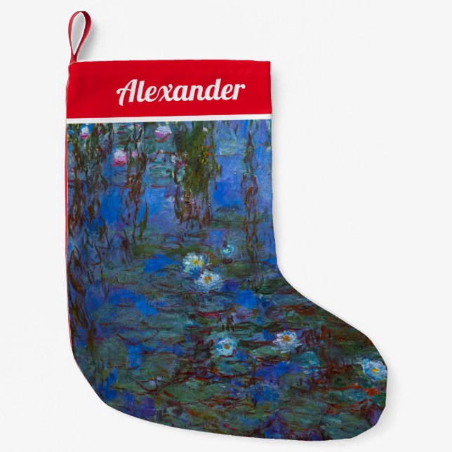 Calcetín Navideño Pequeño Claude Monet - Blue Water Lilies (Anverso)