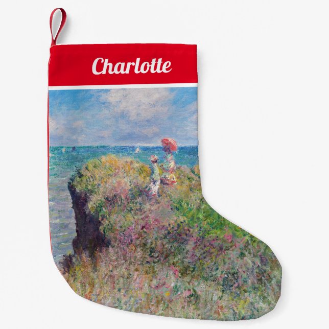 Calcetín Navideño Pequeño Claude Monet - Camino acantilado en Pourville (Anverso)