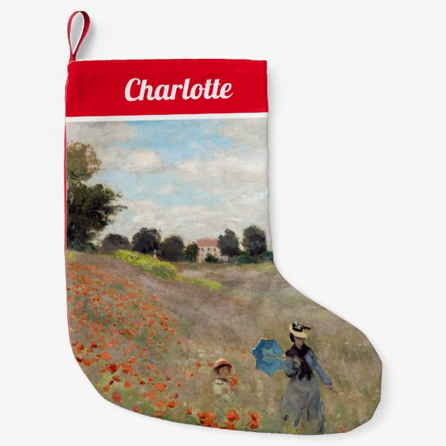 Calcetín Navideño Pequeño Claude Monet - Campo de amapola (Anverso)