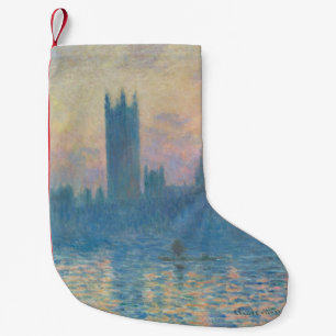 Calcetín Navideño Pequeño Claude Monet Casas del Parlamento Atardecer