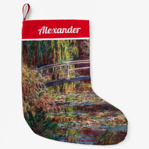 Calcetín Navideño Pequeño Claude Monet - Estanque de nenúfares, Armonía Rosa
