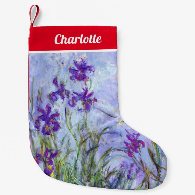 Calcetín Navideño Pequeño Claude Monet - Lilac Irises / Iris Mauves (Anverso)