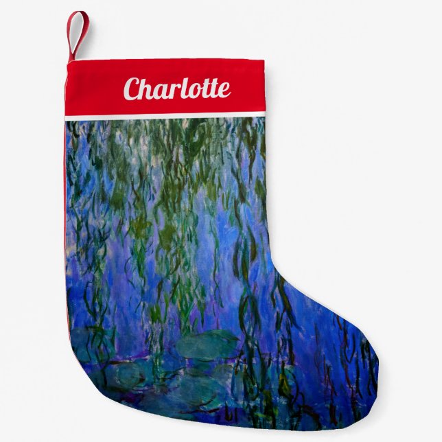 Calcetín Navideño Pequeño Claude Monet - Lilis de agua con sauce lloroso (Anverso)