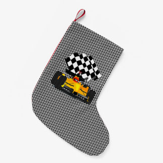 Calcetín Navideño Pequeño Coche de carrera amarilla