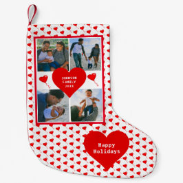 Calcetín Navideño Pequeño Colage de Fotos Familiar Personalizado Corazones R