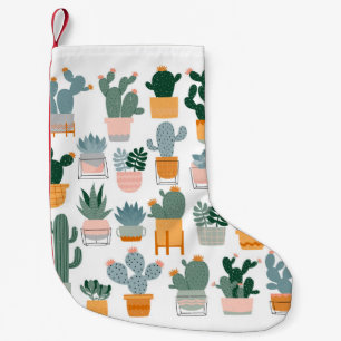 Calcetín Navideño Pequeño Colección Cactus en diseño de ollas