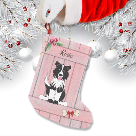 Calcetín Navideño Pequeño Colirio de borde suave color rosa de la cerca de m