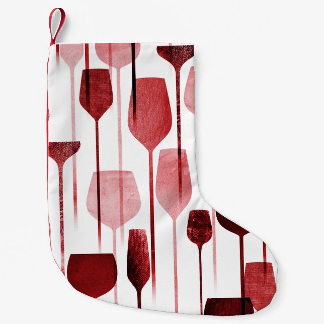 Calcetín Navideño Pequeño Collage art: patrón de bebidas fiestas. (Anverso)